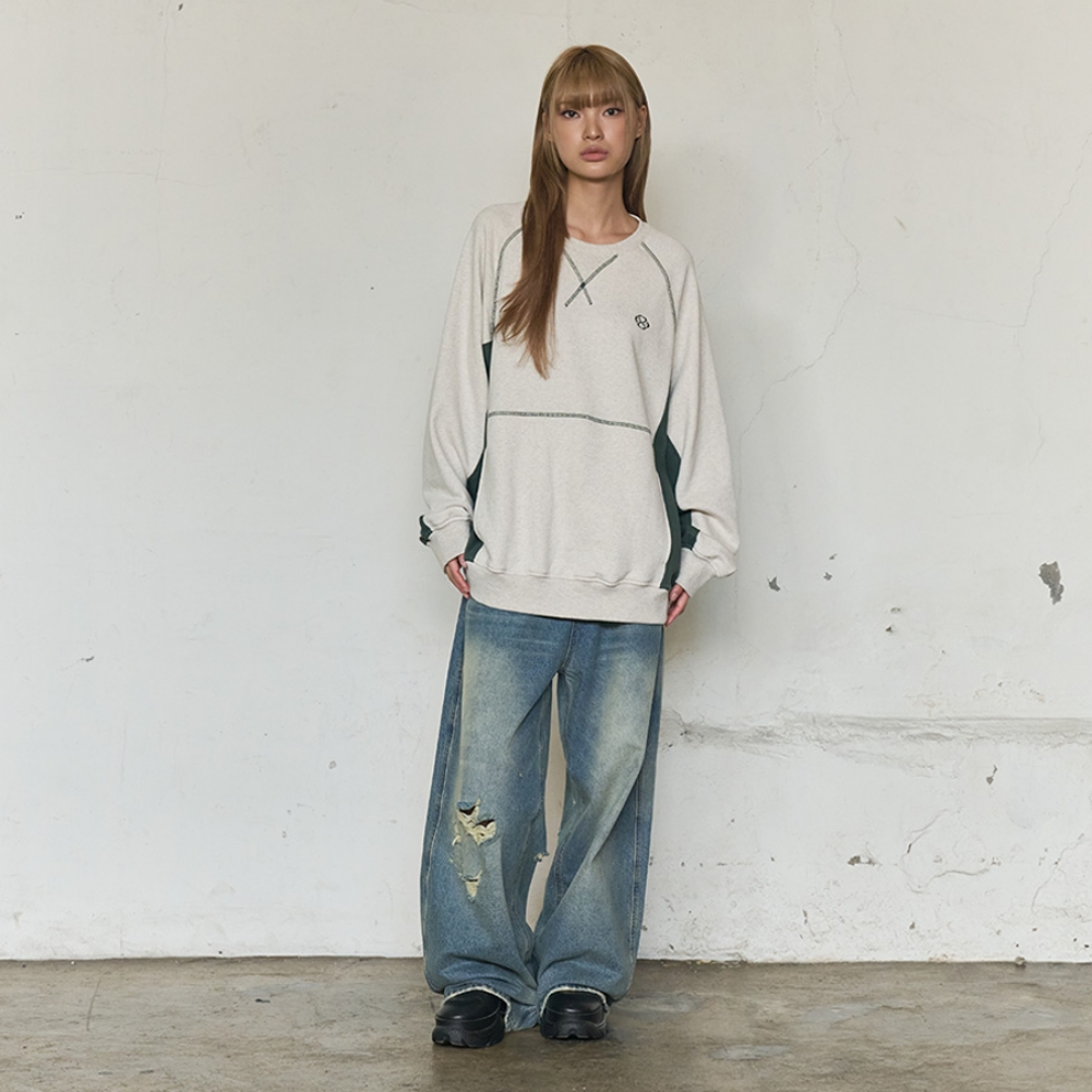 UNION LINE RAGLAN SWEATSHIRT (OATMEAL)