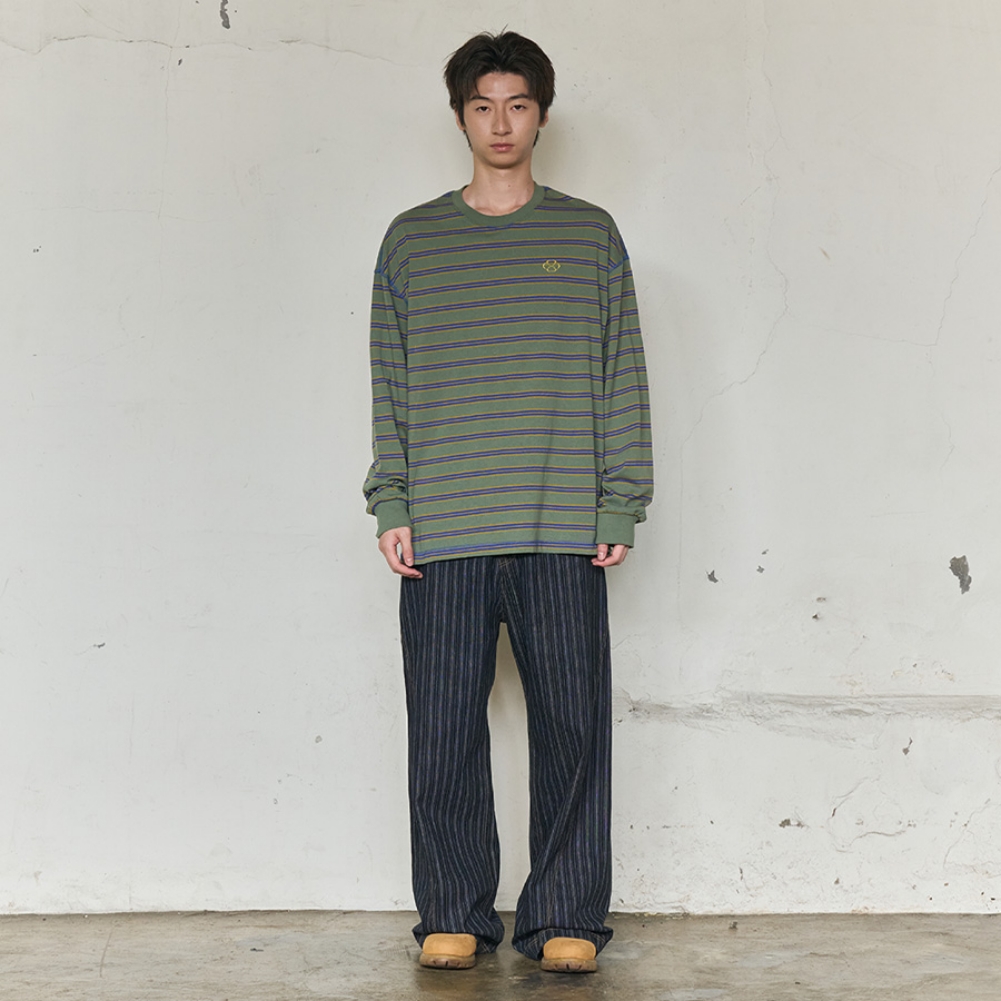 MULTI STRIPE LONG SLEEVE (KHAKI)