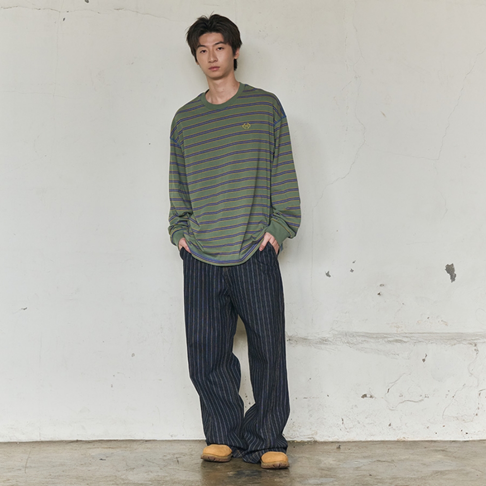 MULTI STRIPE LONG SLEEVE (KHAKI)