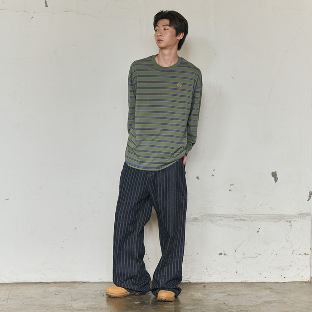MULTI STRIPE LONG SLEEVE (KHAKI)