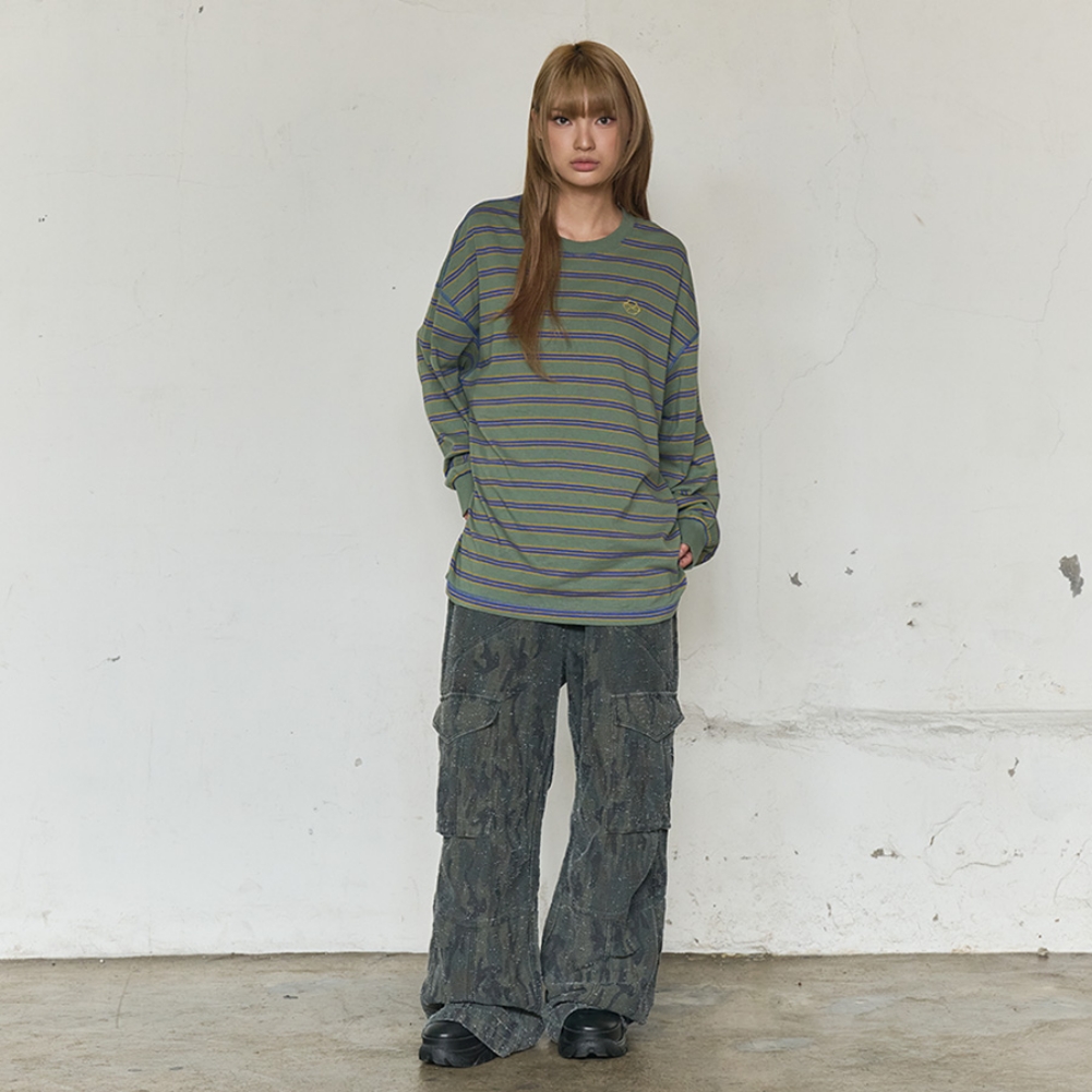 MULTI STRIPE LONG SLEEVE (KHAKI)