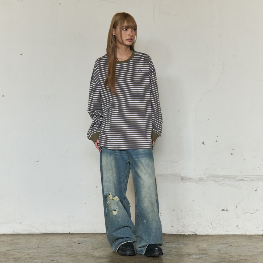 MULTI STRIPE LONG SLEEVE (KHAKI)