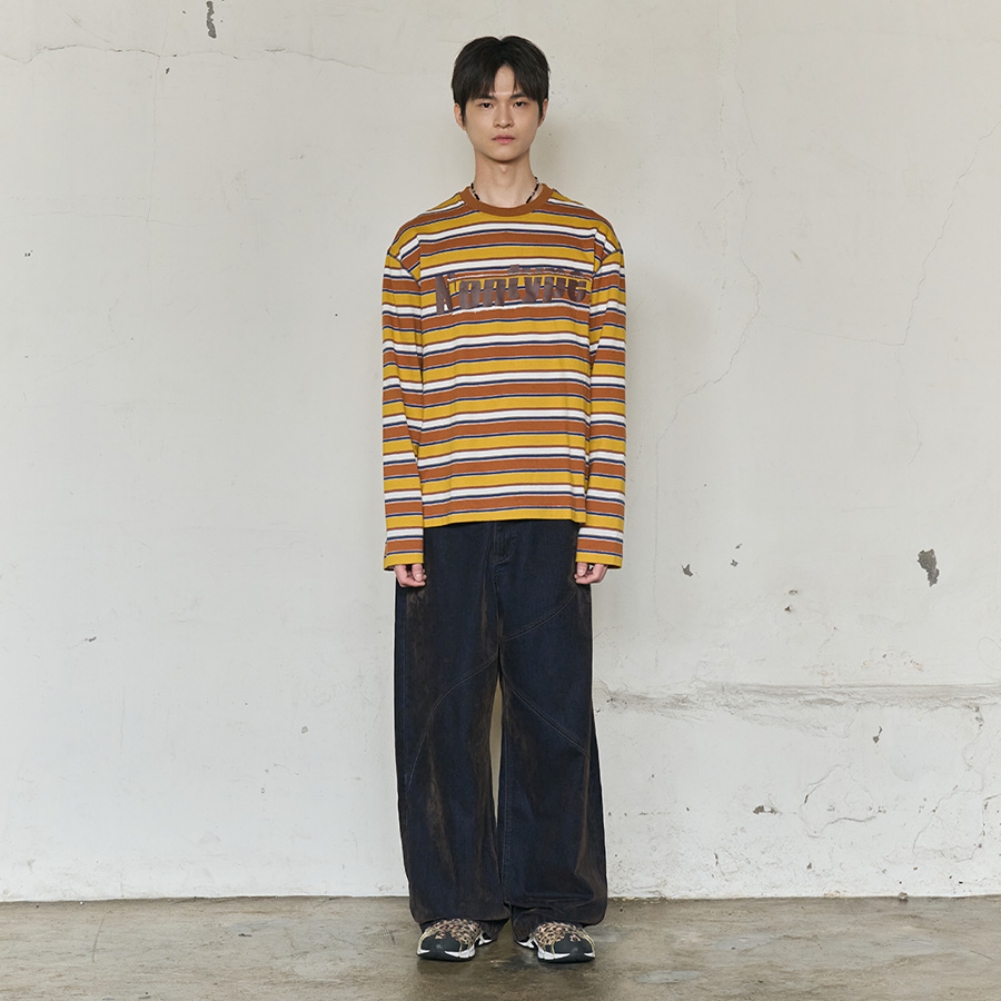 MISFIT PATCH STRIPE LONG SLEEVE TEE (YELLOW)