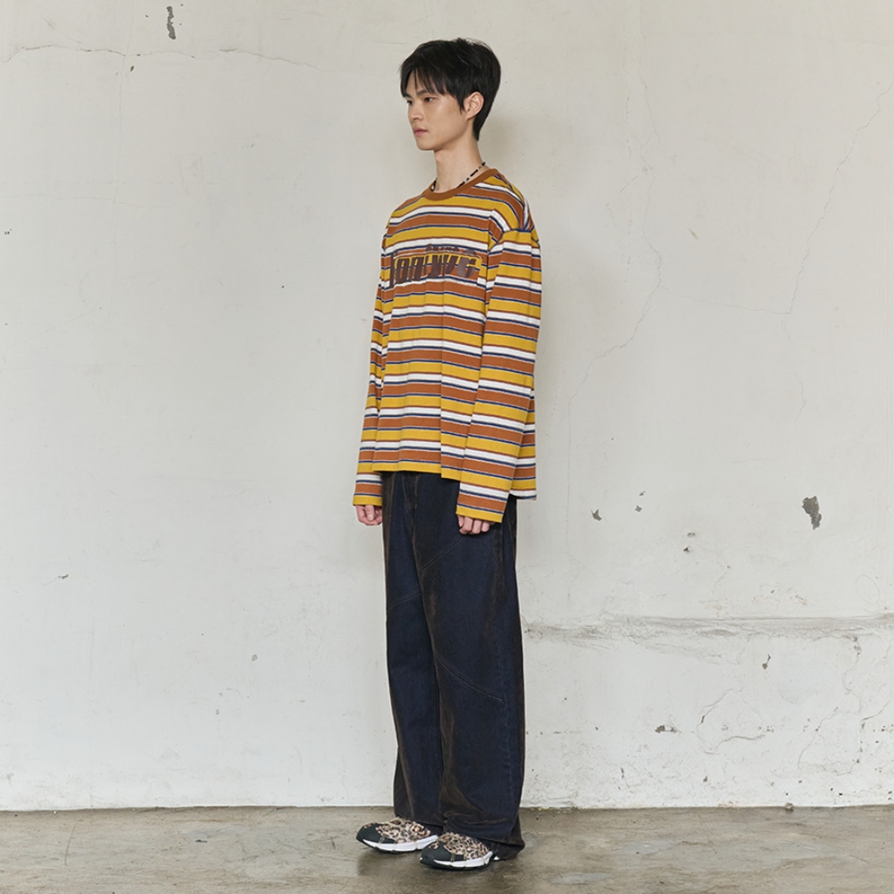 MISFIT PATCH STRIPE LONG SLEEVE TEE (YELLOW)