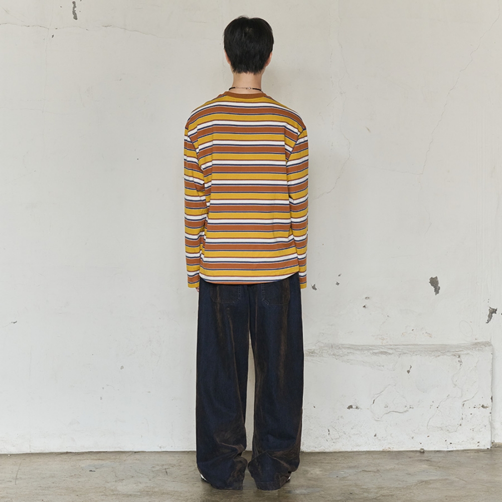 MISFIT PATCH STRIPE LONG SLEEVE TEE (YELLOW)