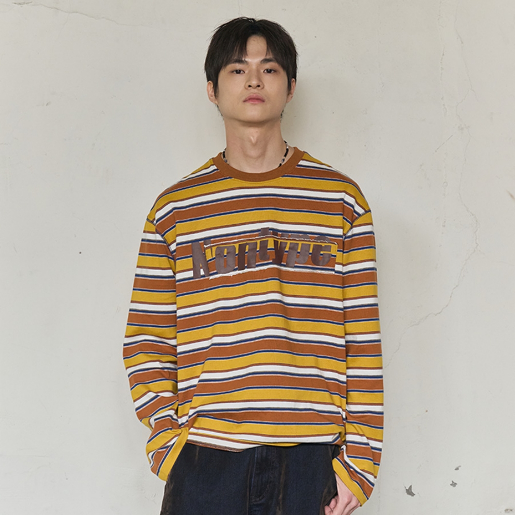 MISFIT PATCH STRIPE LONG SLEEVE TEE (YELLOW)