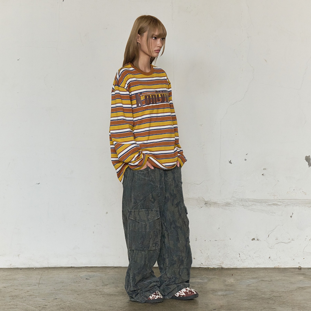 MISFIT PATCH STRIPE LONG SLEEVE TEE (YELLOW)