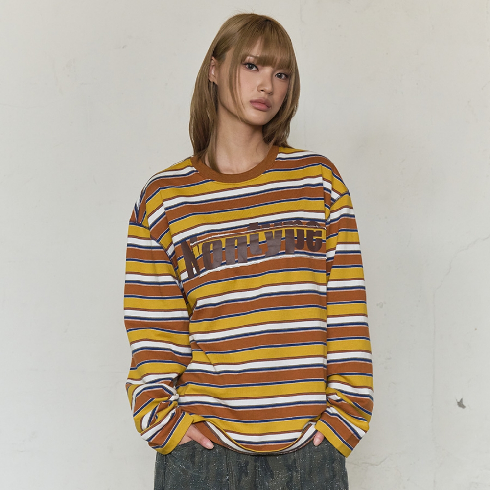 MISFIT PATCH STRIPE LONG SLEEVE TEE (YELLOW)