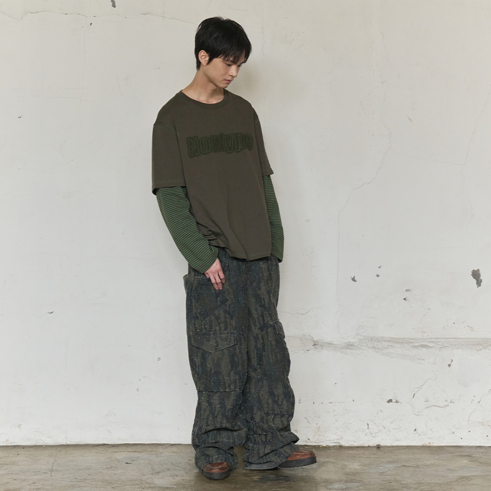 STRIPE LAYERED LONG SLEEVE (KHAKI)