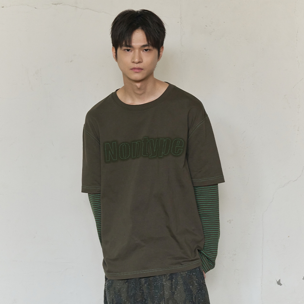 STRIPE LAYERED LONG SLEEVE (KHAKI)