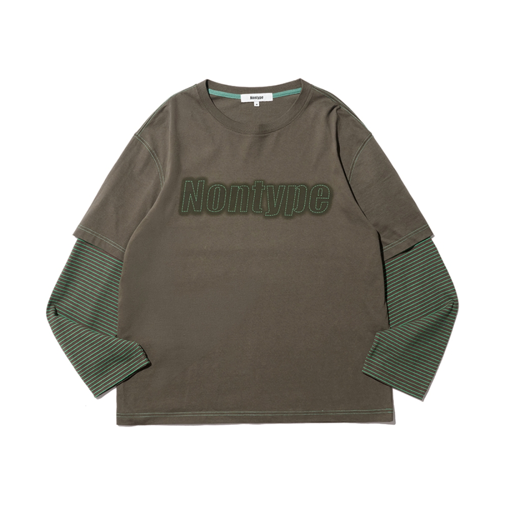 STRIPE LAYERED LONG SLEEVE (KHAKI)