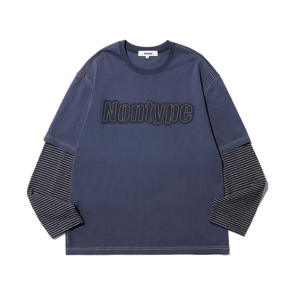 STRIPE LAYERED LONG SLEEVE (NAVY)