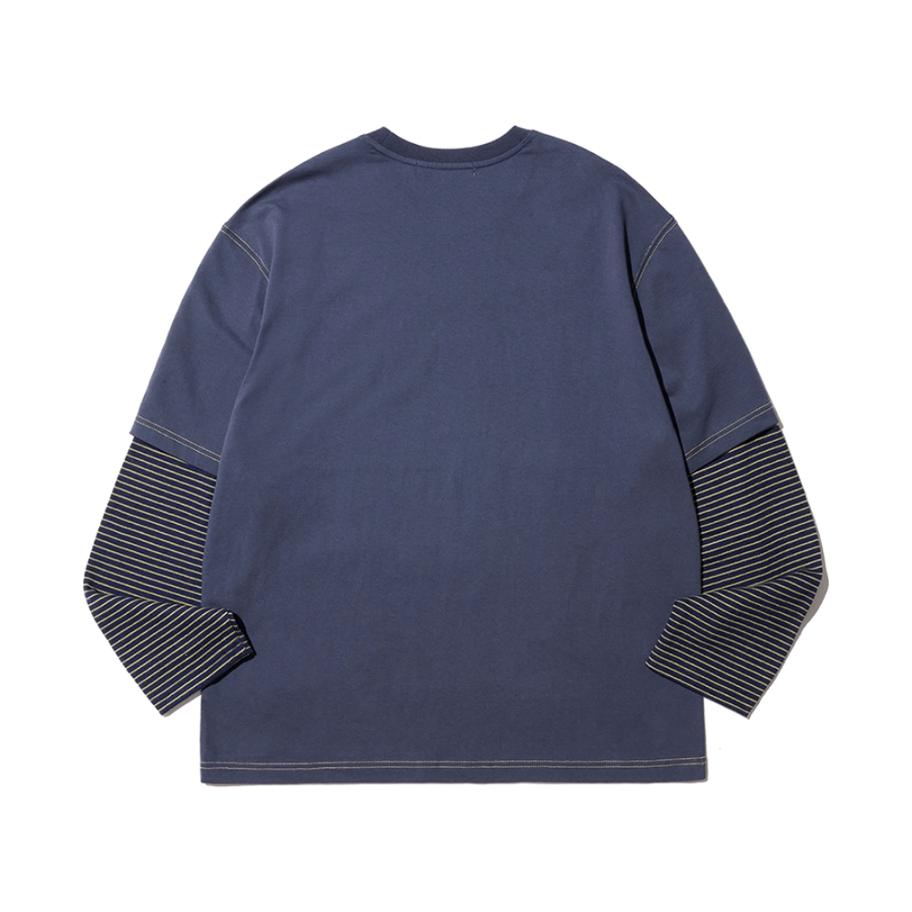 STRIPE LAYERED LONG SLEEVE (NAVY)