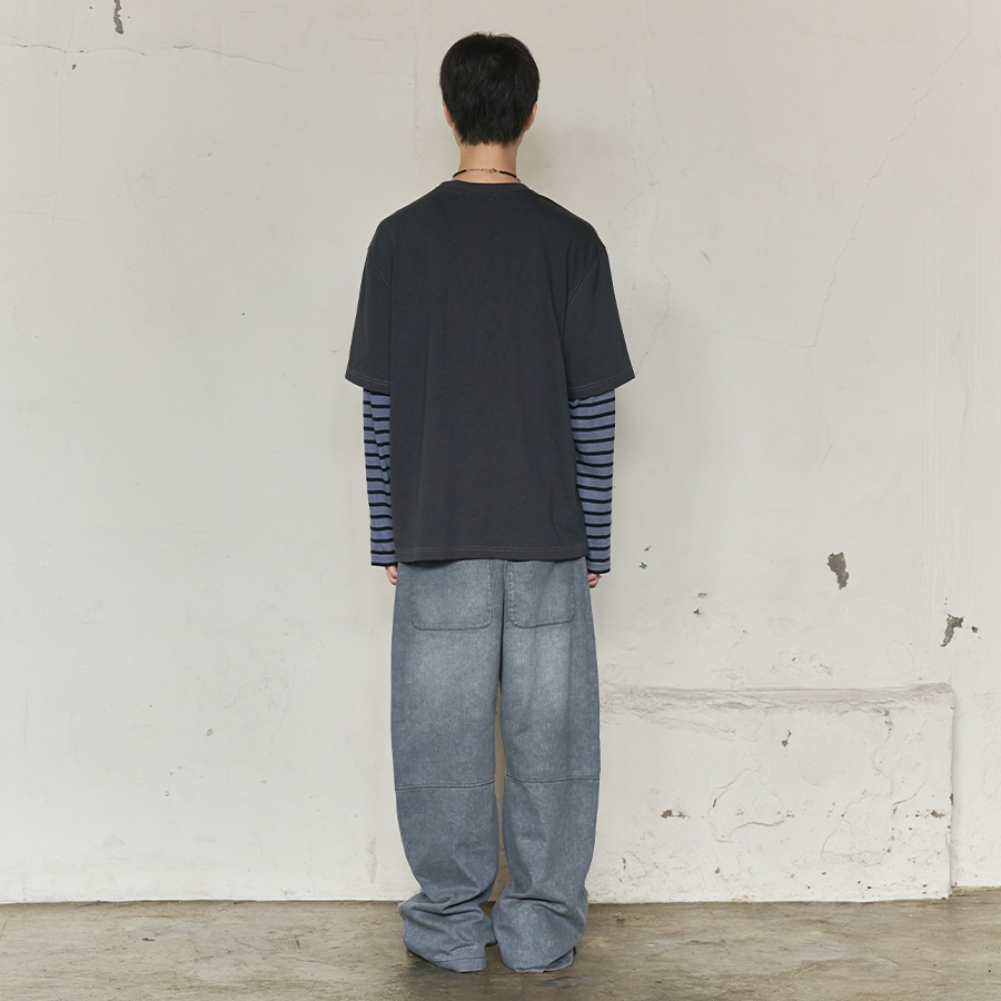 STRIPE LAYERED LONG SLEEVE (CHARCOAL)