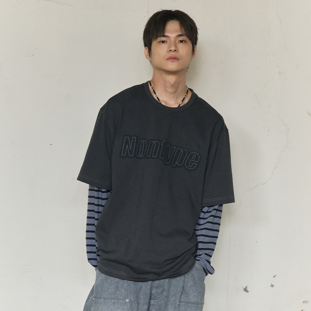 STRIPE LAYERED LONG SLEEVE (CHARCOAL)