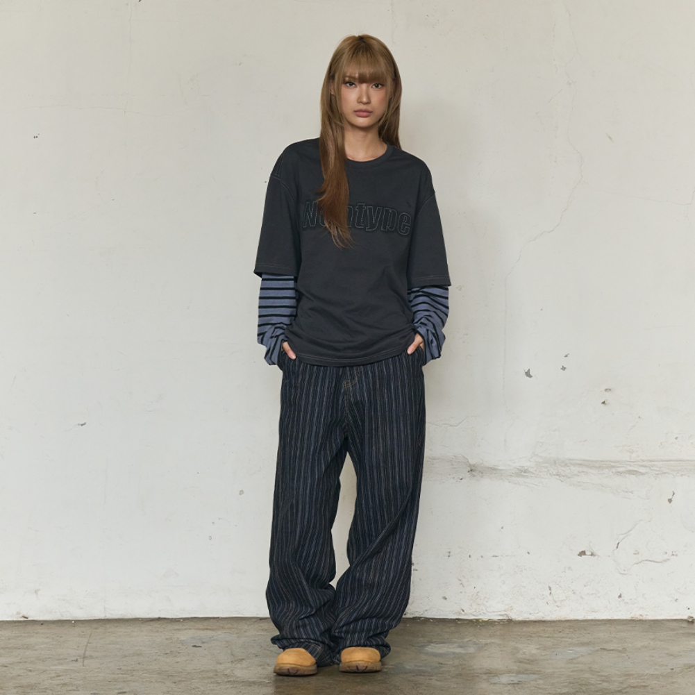 STRIPE LAYERED LONG SLEEVE (CHARCOAL)