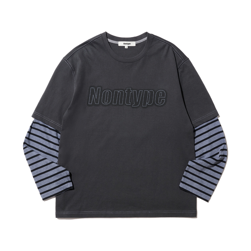 STRIPE LAYERED LONG SLEEVE (CHARCOAL)