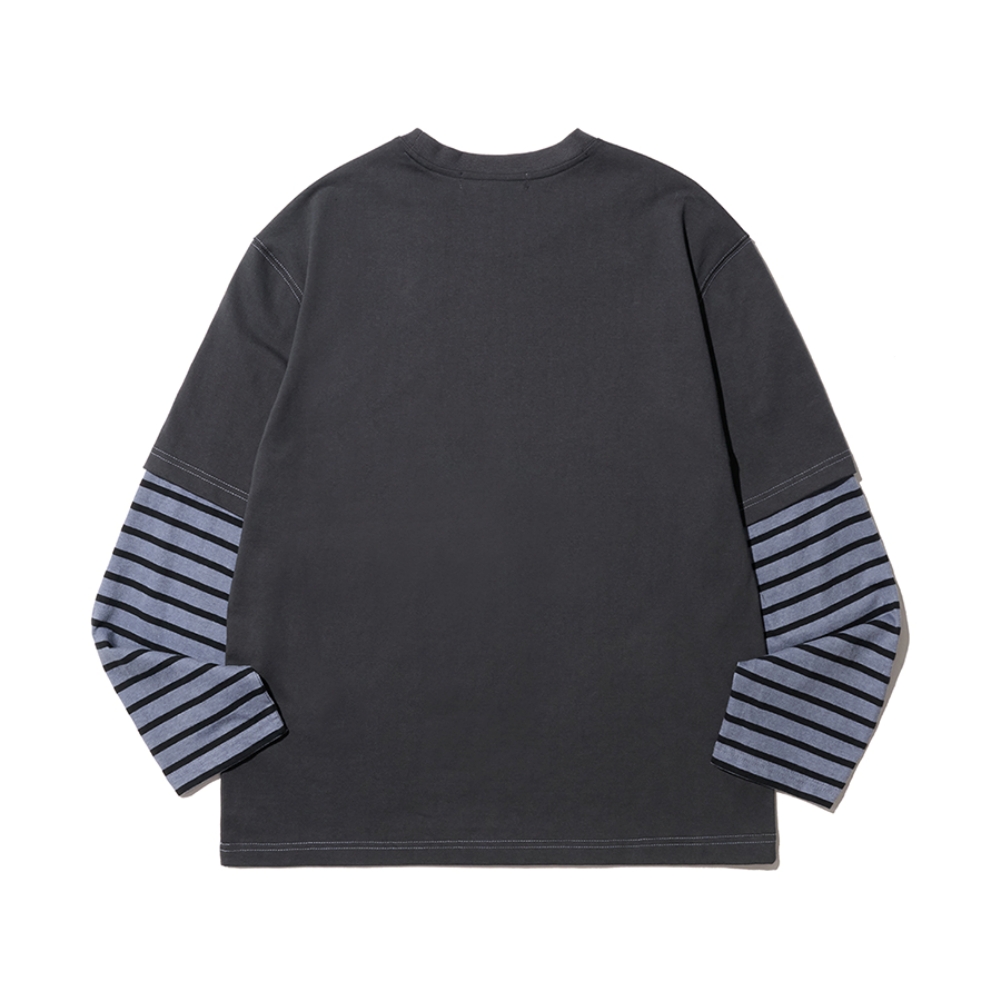 STRIPE LAYERED LONG SLEEVE (CHARCOAL)