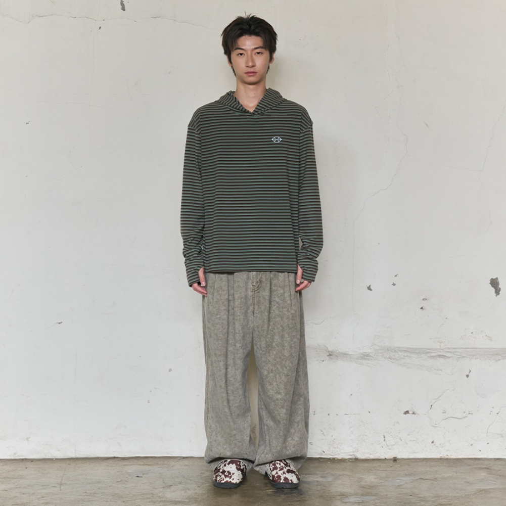MULTI STRIPE FLEECE HOODY (GREEN)