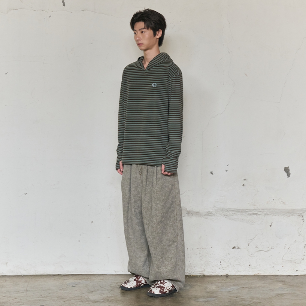 MULTI STRIPE FLEECE HOODY (GREEN)
