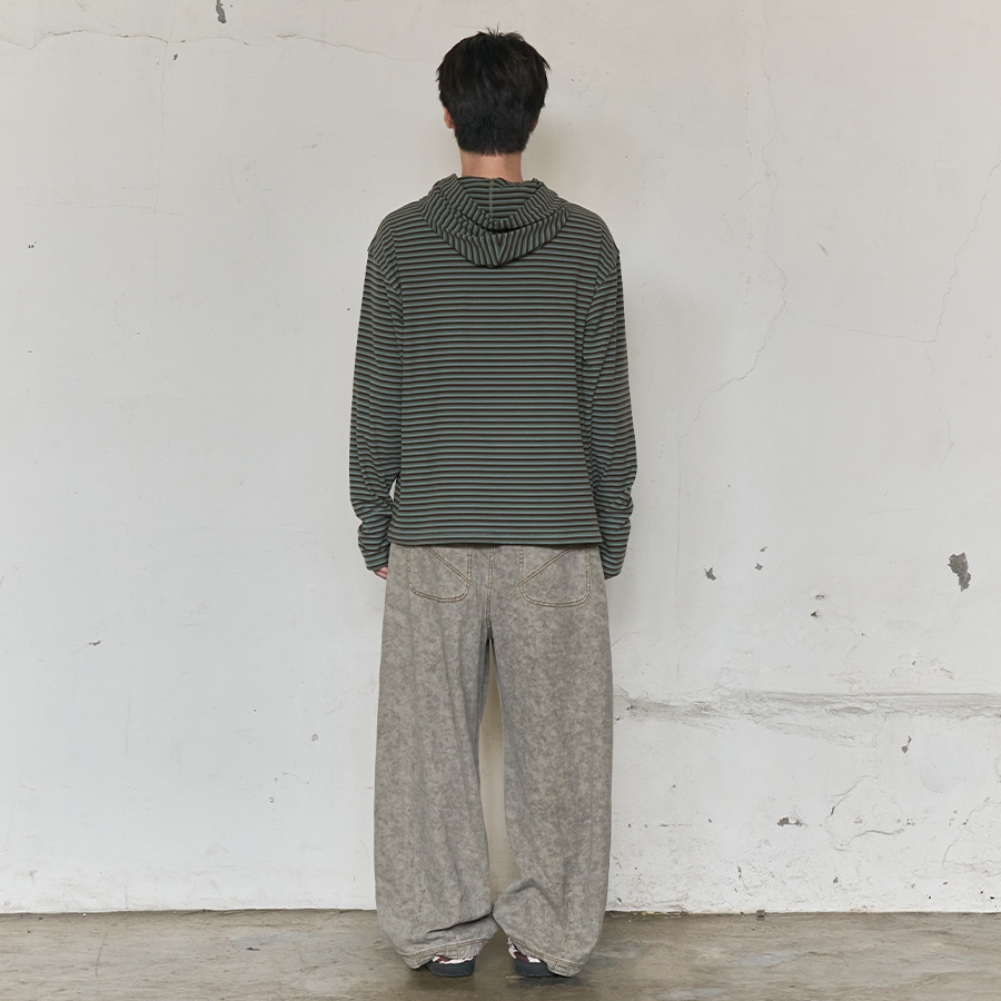 MULTI STRIPE FLEECE HOODY (GREEN)