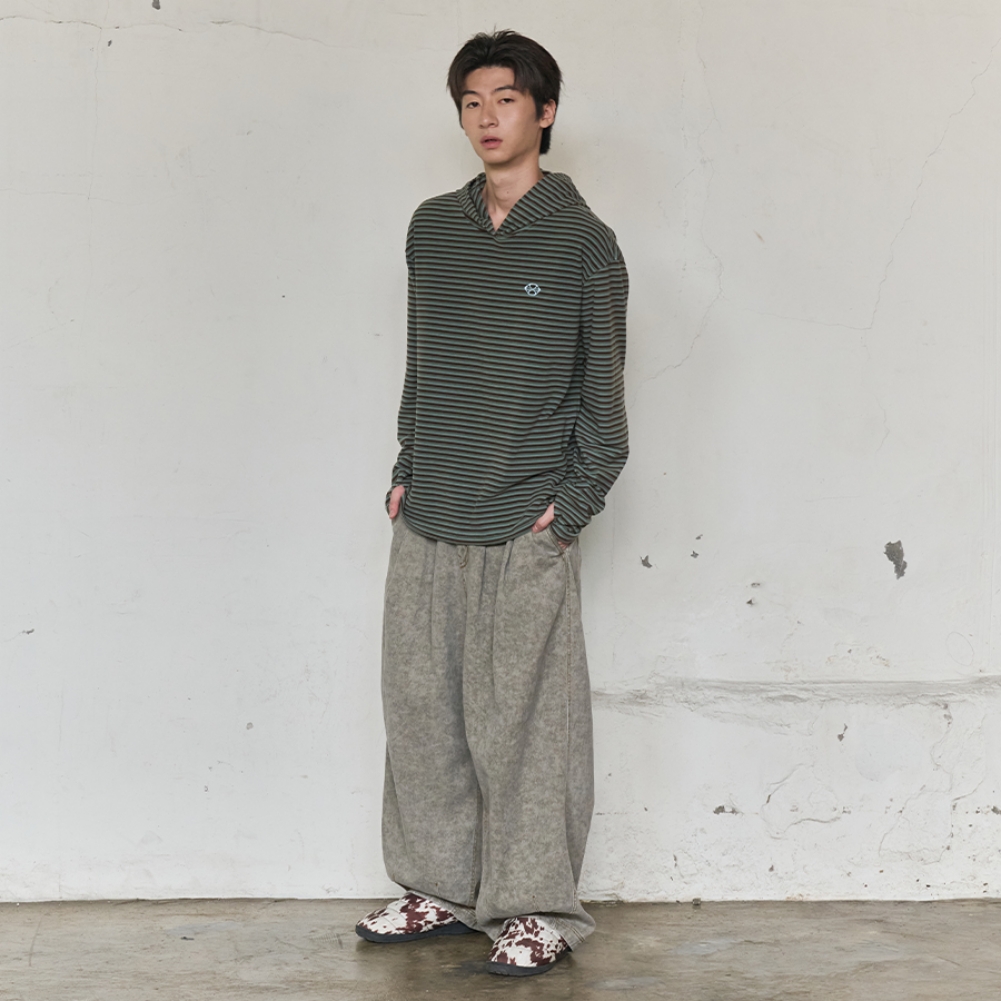 MULTI STRIPE FLEECE HOODY (GREEN)