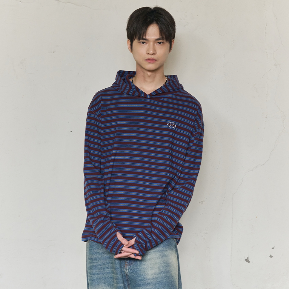 MULTI STRIPE FLEECE HOODY (PURPEL)