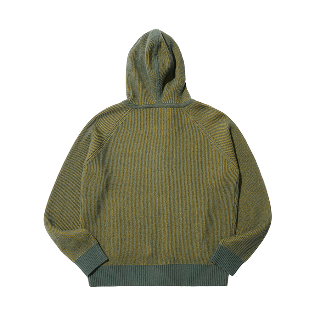 HOODED KNIT ZIP CARDIGAN (GREEN)