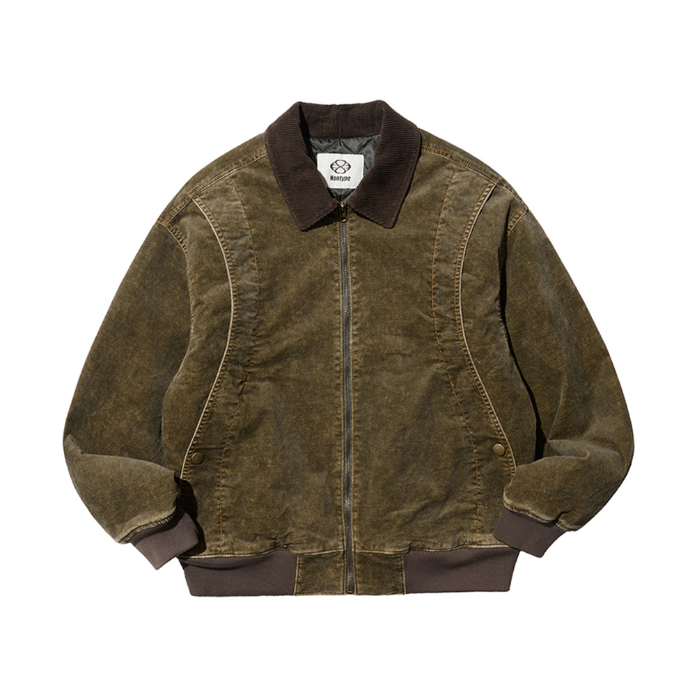 GARMENT WASHED CURVED MOLESKIN JUMPER (KHAKI)