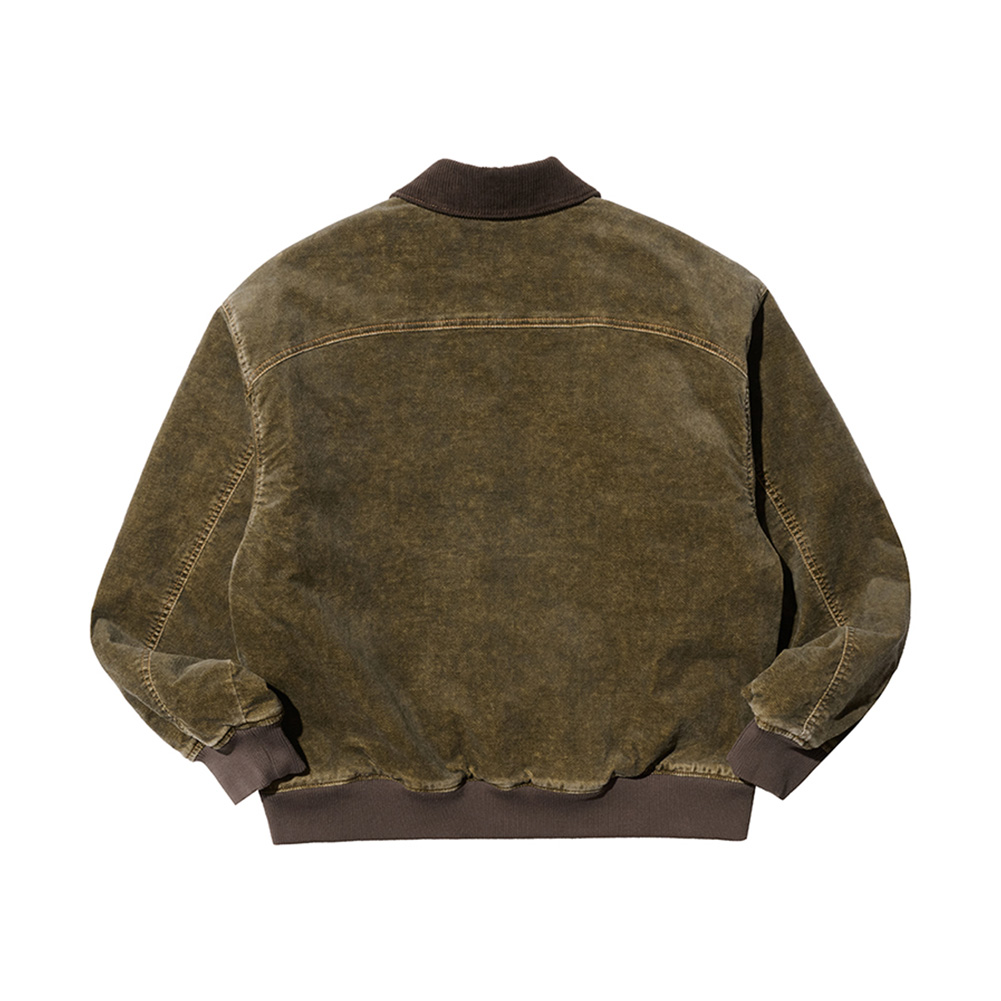 GARMENT WASHED CURVED MOLESKIN JUMPER (KHAKI)