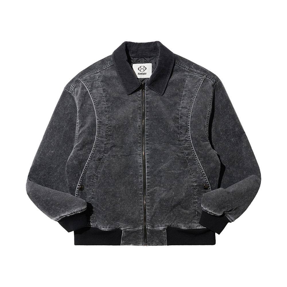 GARMENT WASHED CURVED MOLESKIN JUMPER (BLACK)