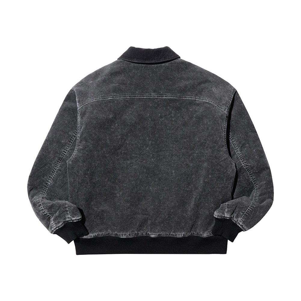 GARMENT WASHED CURVED MOLESKIN JUMPER (BLACK)