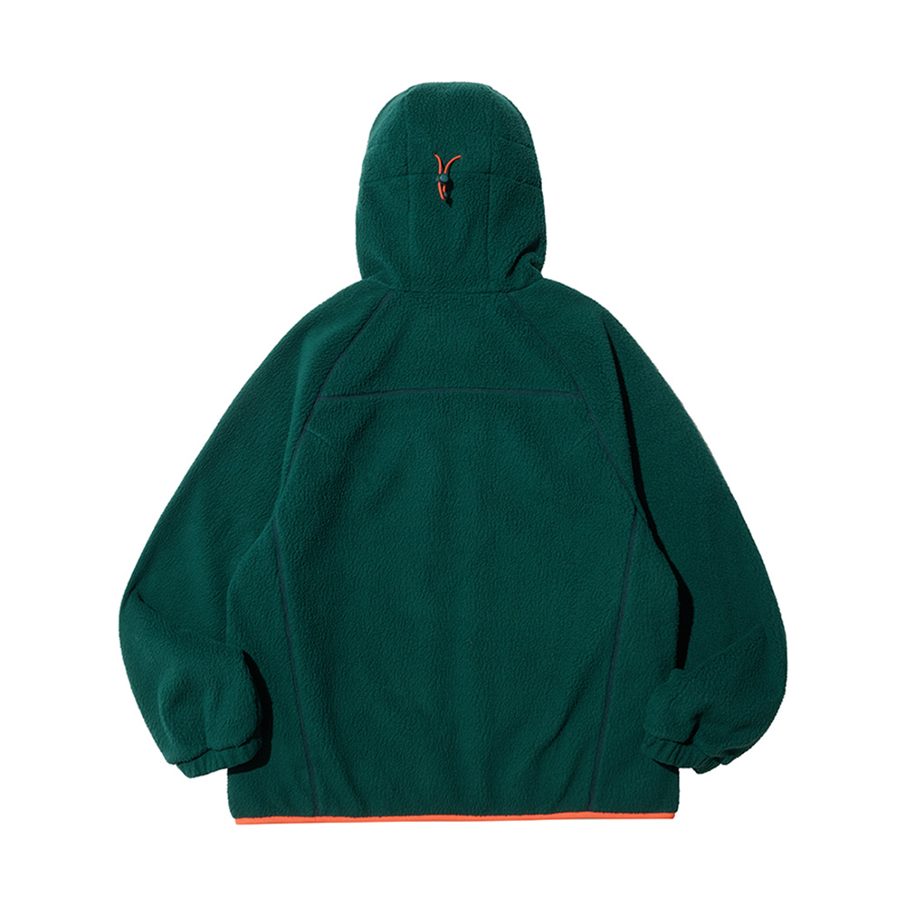 CONTRAST PIPING FLEECE HOOD JUMPER (GREEN)