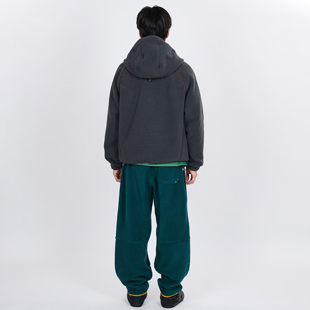 CONTRAST PIPING FLEECE HOOD JUMPER (CHARCOAL)
