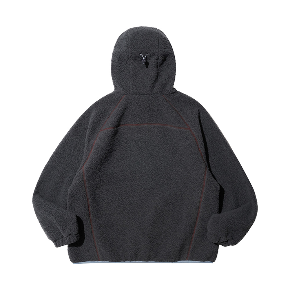CONTRAST PIPING FLEECE HOOD JUMPER (CHARCOAL)