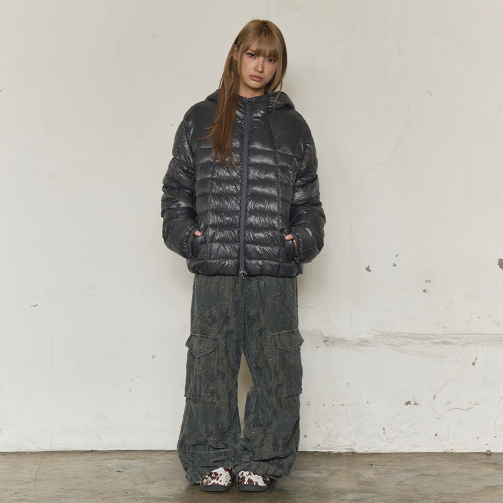 HOODIE LIGHT QUILTED JACKET (CHACOAL)