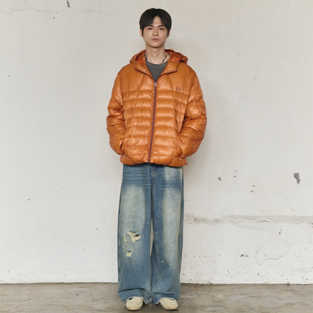 HOODIE LIGHT QUILTED JACKET (ORANGE)