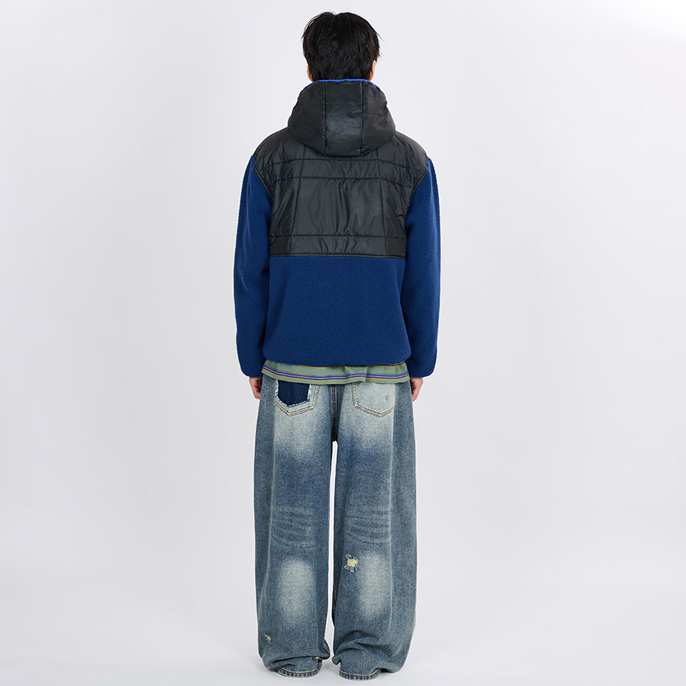 QUILTED FLEECE BOMBER (BLUE)
