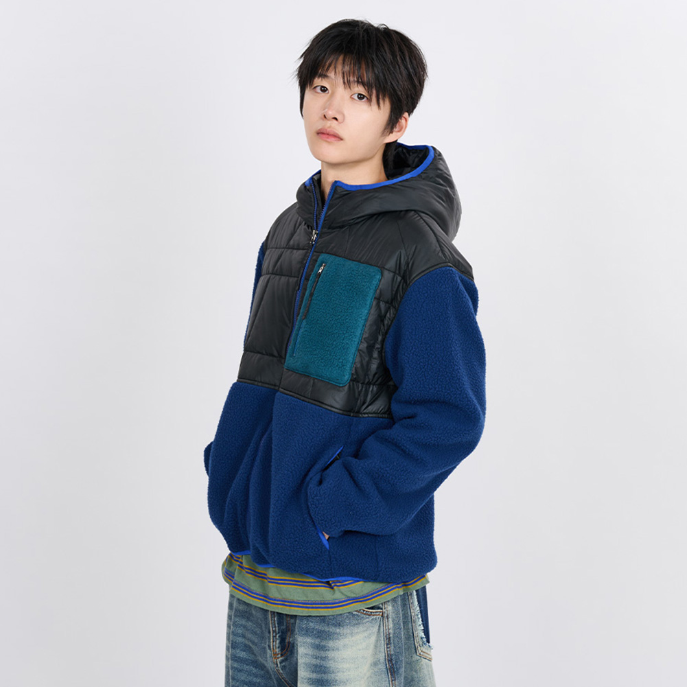 QUILTED FLEECE BOMBER (BLUE)