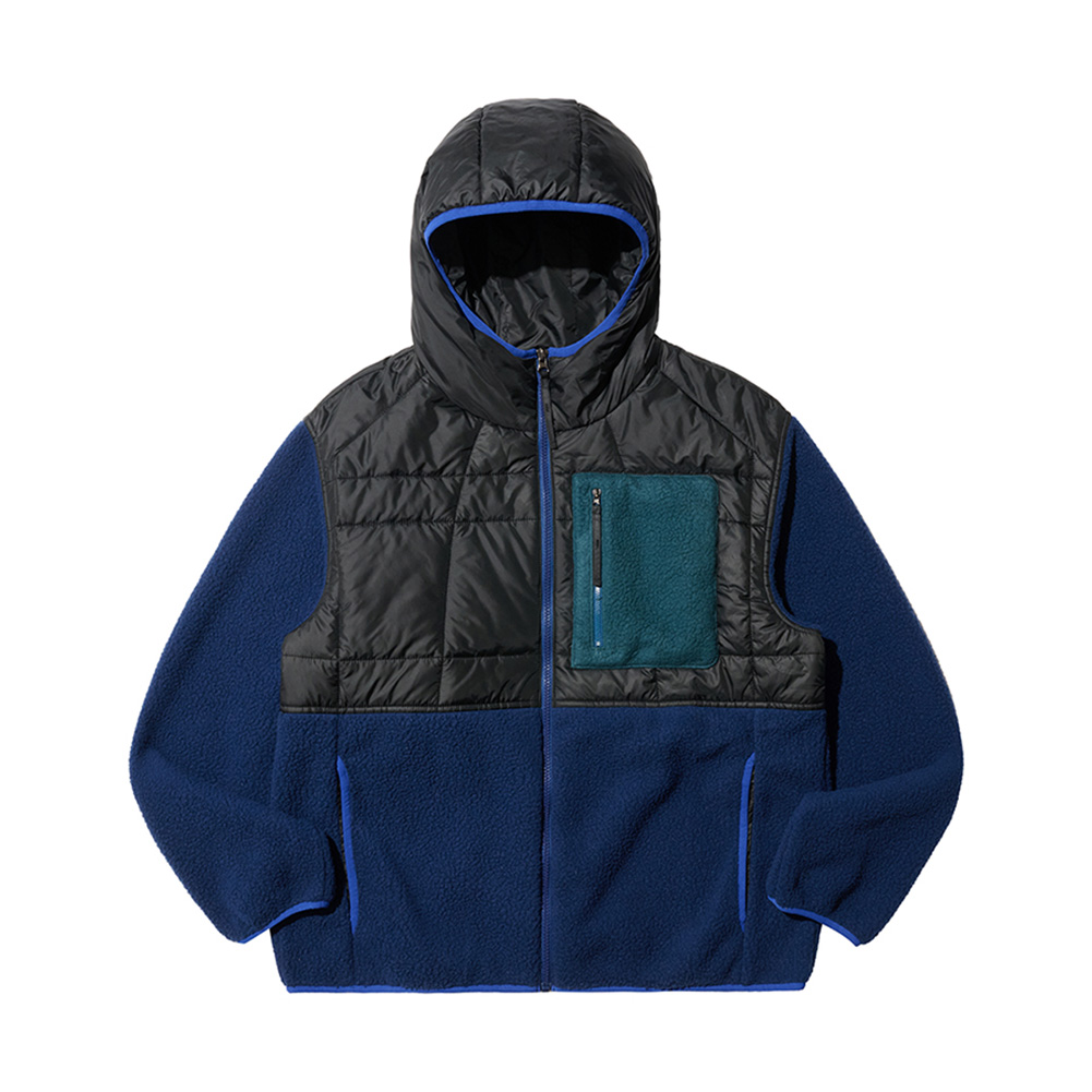 QUILTED FLEECE BOMBER (BLUE)