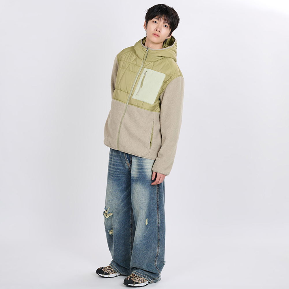QUILTED FLEECE BOMBER (LIME)