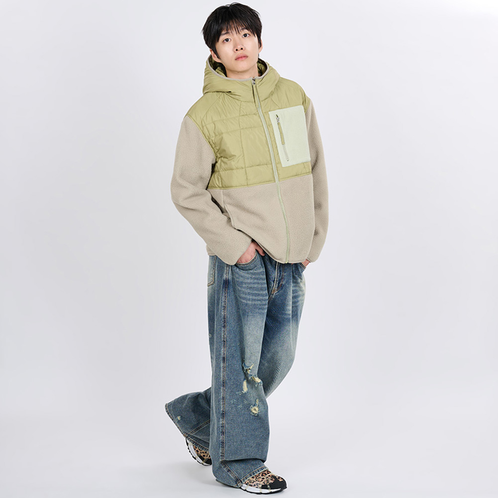 QUILTED FLEECE BOMBER (LIME)