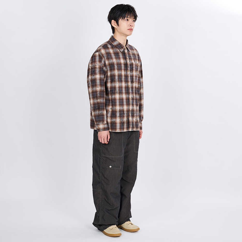 FADED HAZE CHECK SHIRT (BROWN)