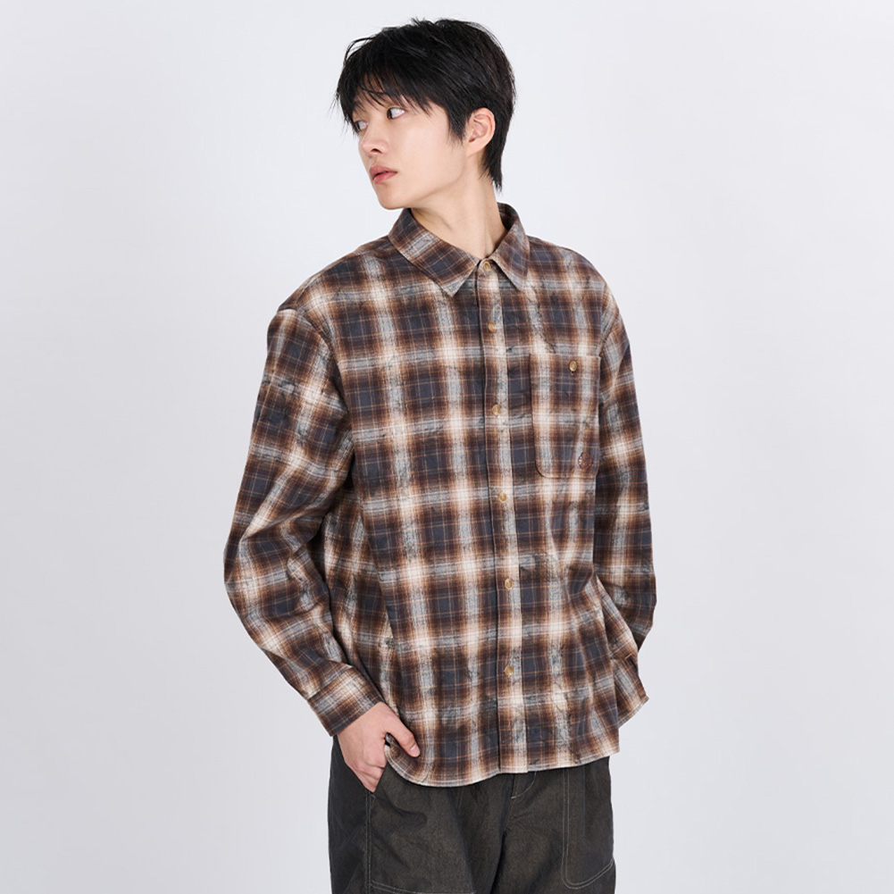 FADED HAZE CHECK SHIRT (BROWN)