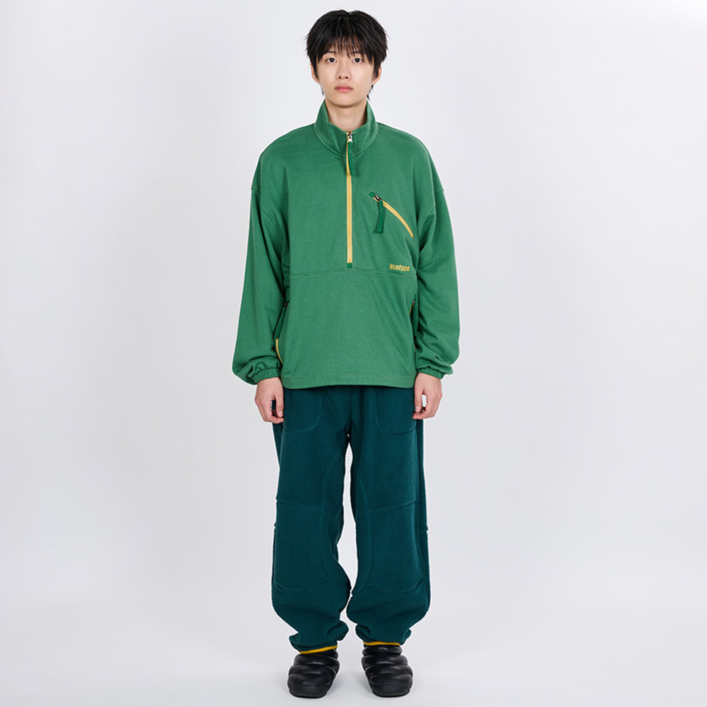 CONTRAST LINE HALF ZIP SWEATSHIRT (RED)