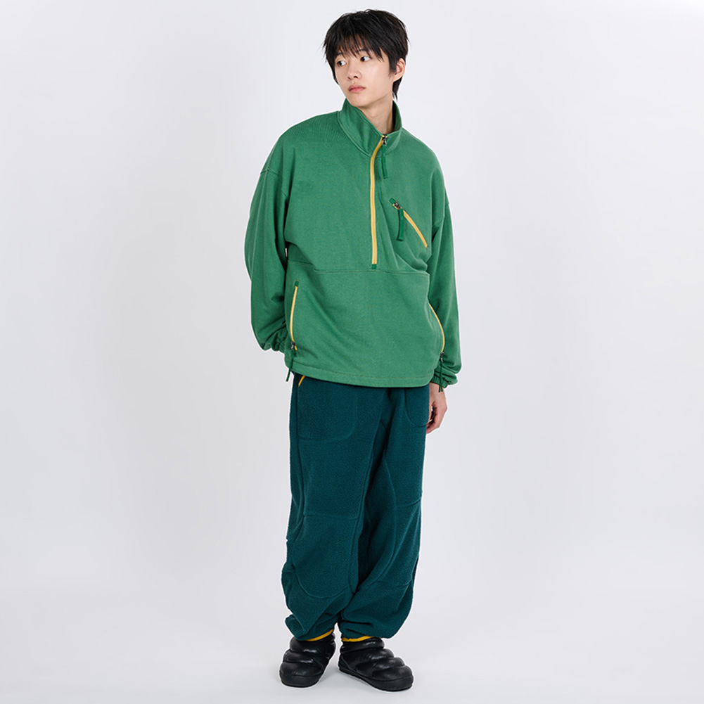 CONTRAST LINE HALF ZIP SWEATSHIRT (RED)