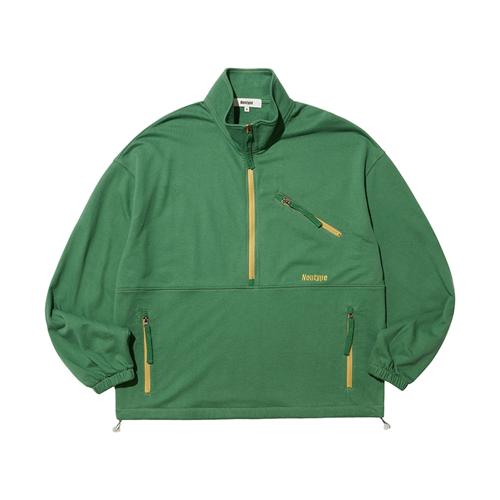 CONTRAST LINE HALF ZIP SWEATSHIRT (RED)