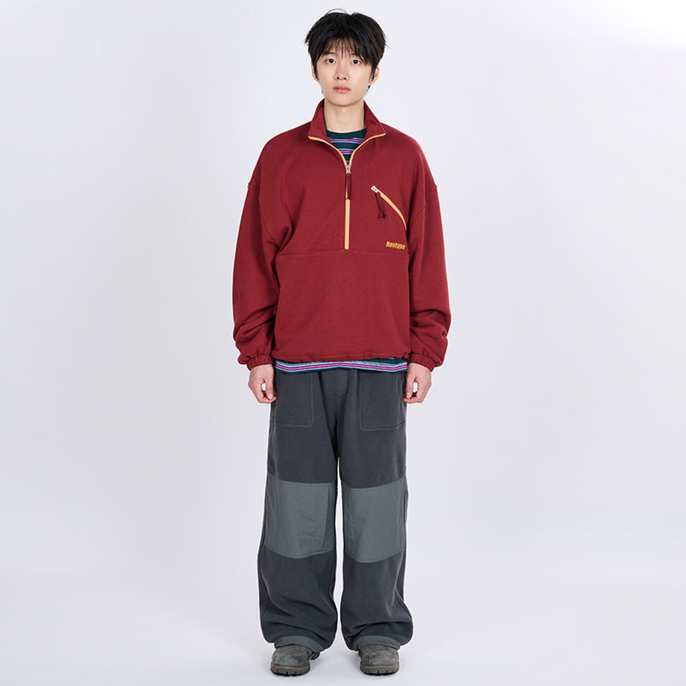 CONTRAST LINE HALF ZIP SWEATSHIRT (GREEN)
