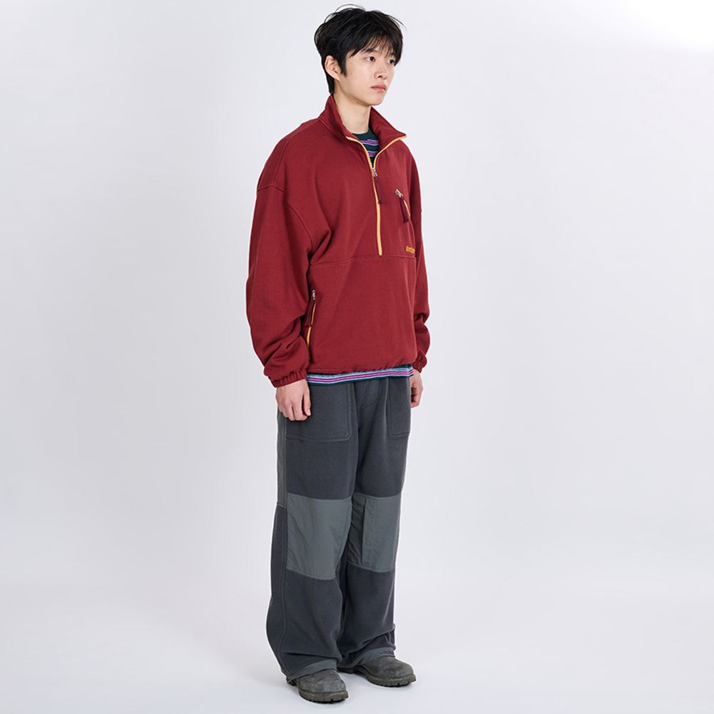 CONTRAST LINE HALF ZIP SWEATSHIRT (GREEN)