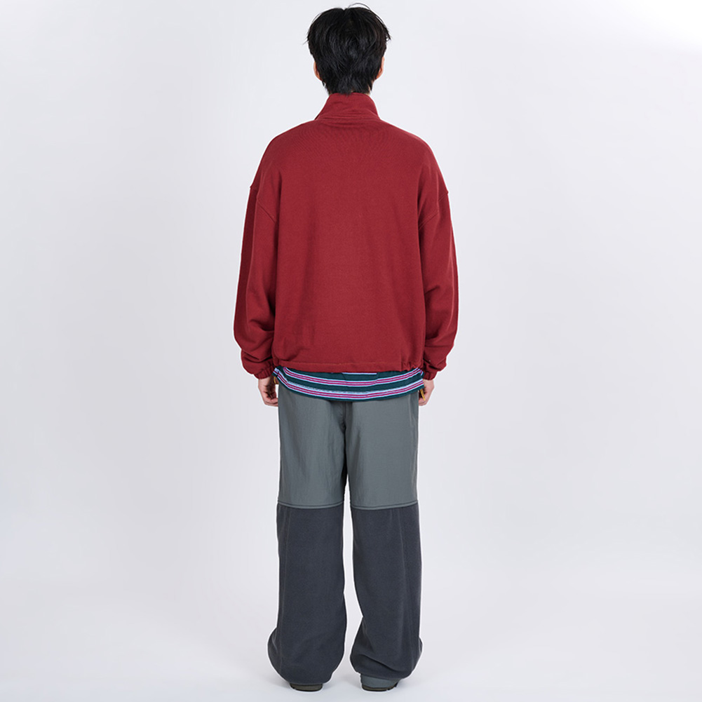 CONTRAST LINE HALF ZIP SWEATSHIRT (GREEN)